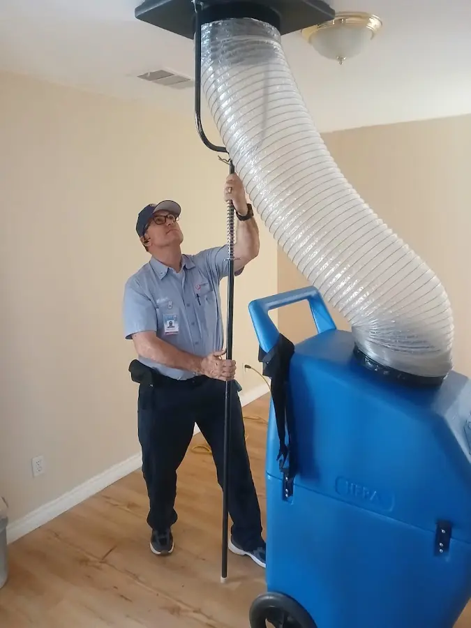 Mini Split Installation technician using HEPA equipment in North Tustin